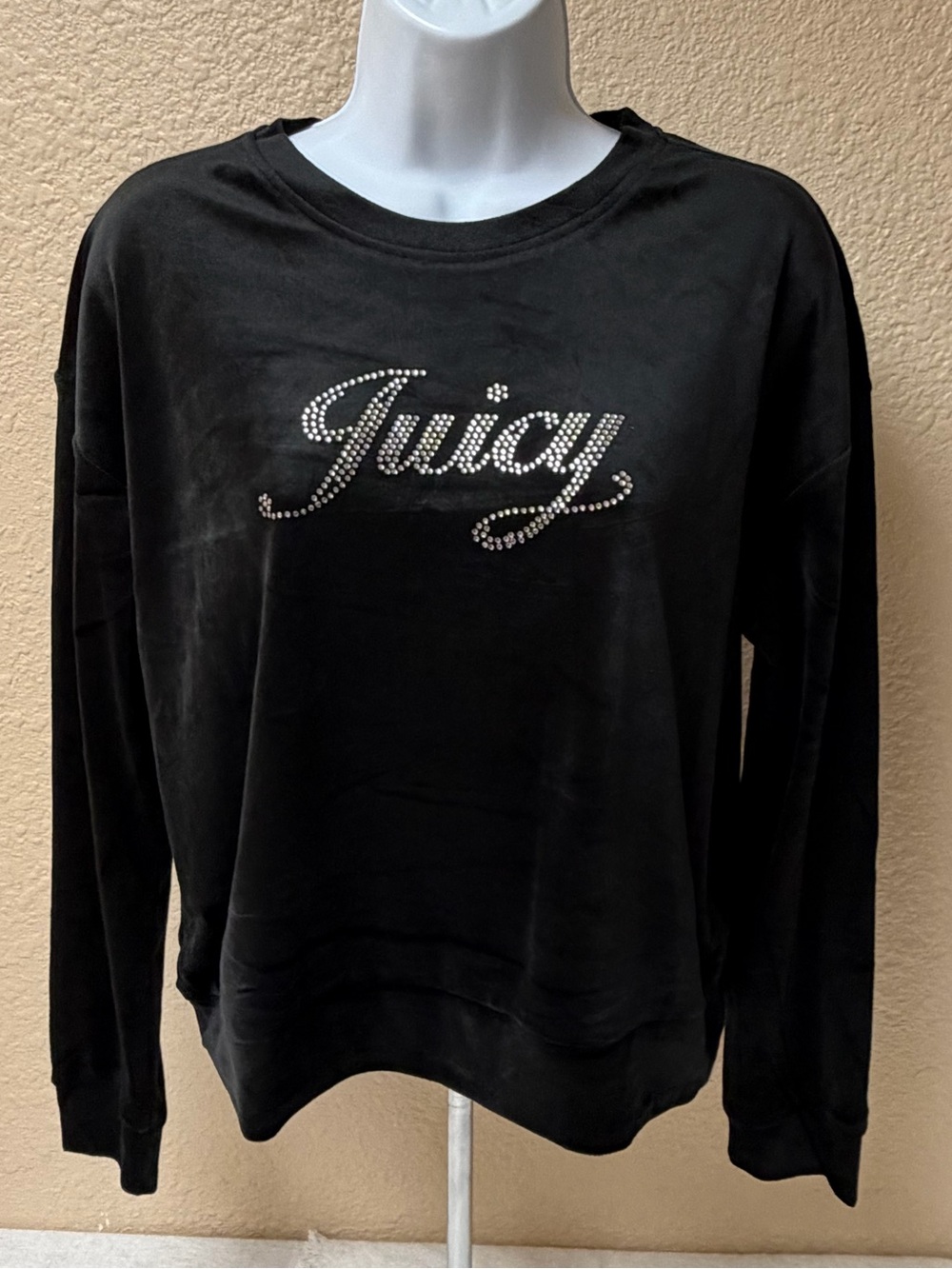 4/$20 Juicy Couture Black Rhinestone Logo Velour Sweatshirt